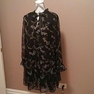 Who What Wear Flower Print Long Sleeve Dress